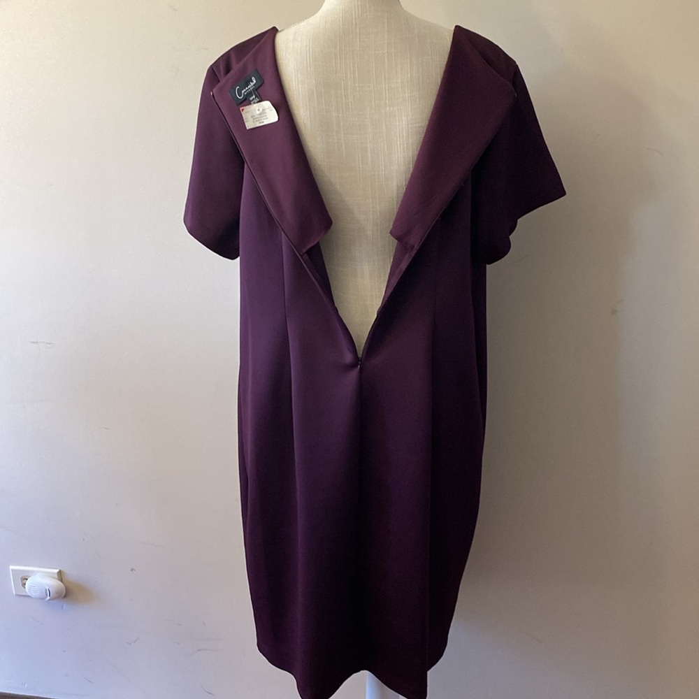 Connected Apparel womenâs plus size metallic lace sheath burgundy dress 20W - Picture 7 of 15